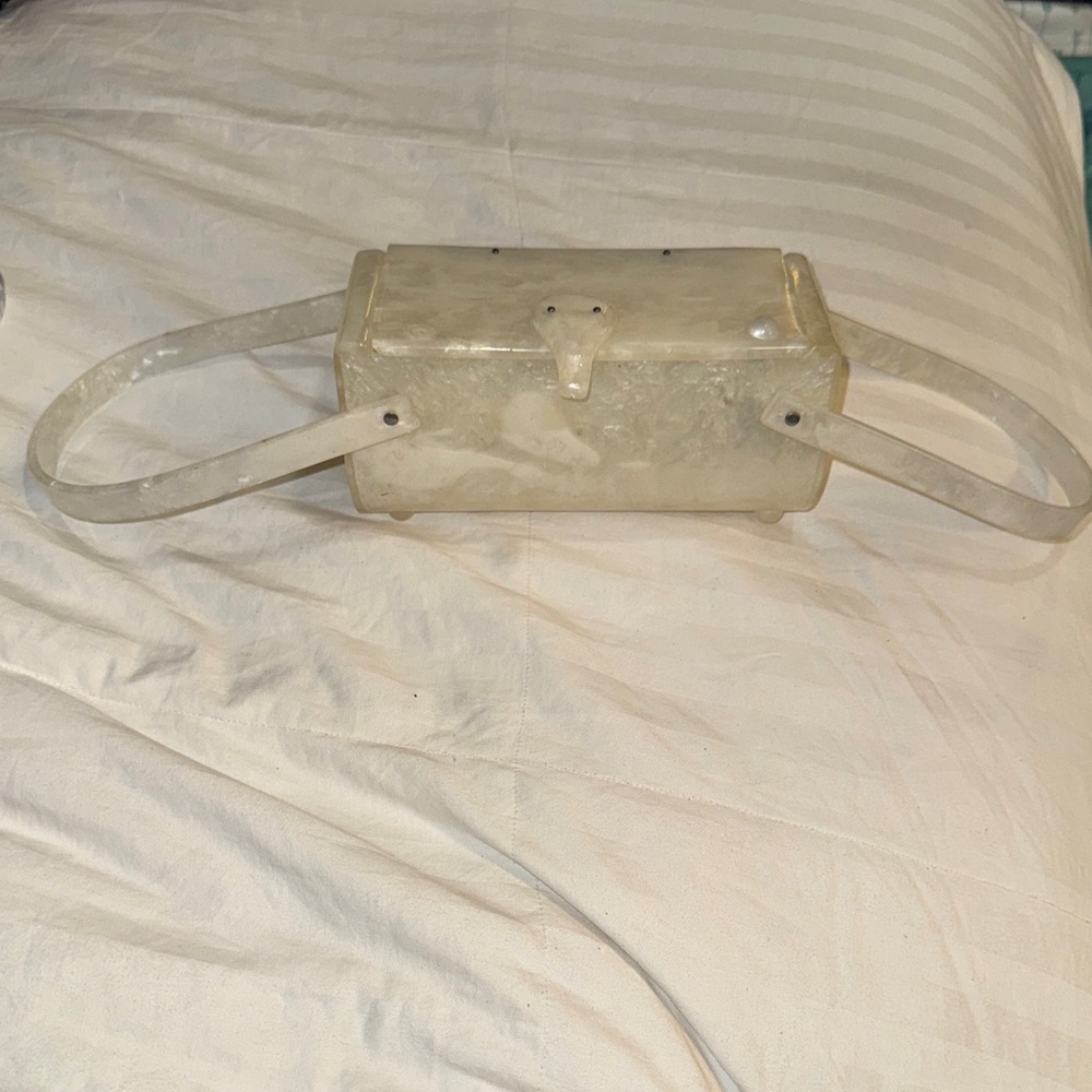 Rialto Mother of Pearl Lucite 50s Bag Mid century charm needs work